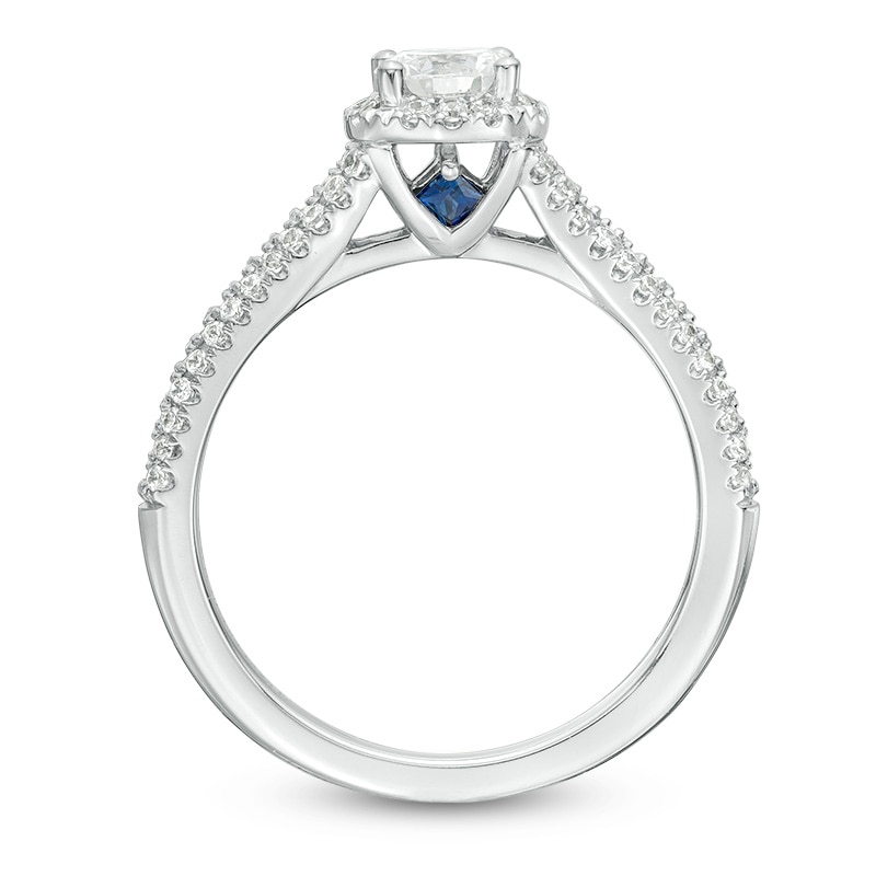 Previously Owned Vera Wang Love Collection 0.70 CT. T.W. Diamond Frame Split Shank Engagement Ring 14K White Gold
