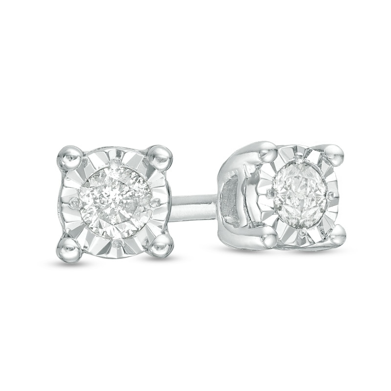 Previously Owned - 0.10 CT. T.W. Diamond Solitaire Stud Earrings in Sterling Silver