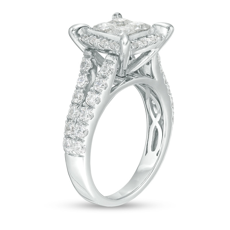 Main Image 2 of Previously Owned - 2.00 CT. T.W. Quad Princess-Cut Diamond Frame Engagement Ring in 14K White Gold
