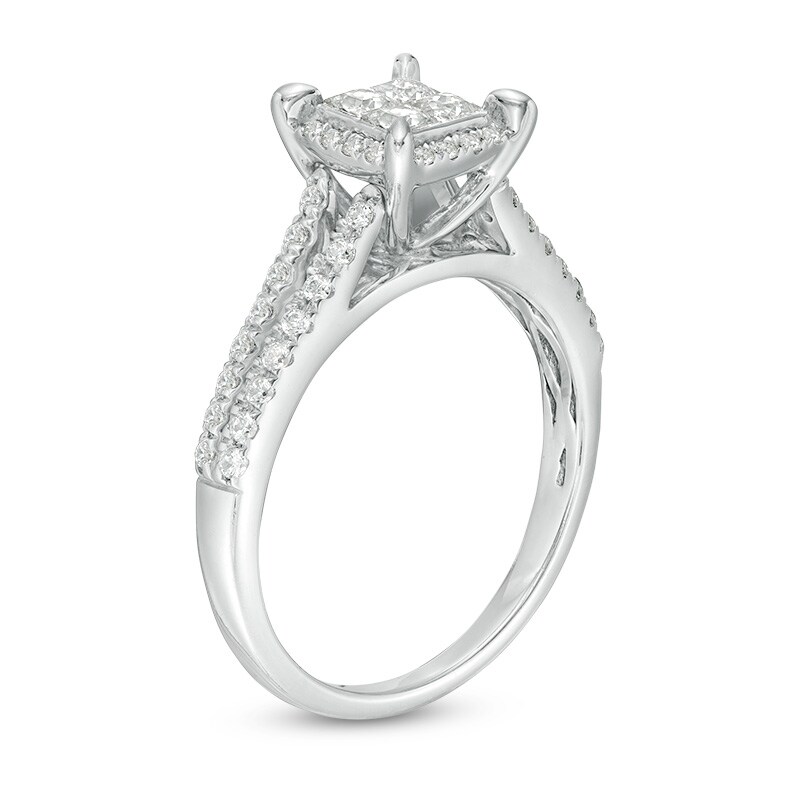 Previously Owned - 0.50 CT. T.W. Quad Princess-Cut Diamond Frame Engagement Ring in 14K White Gold
