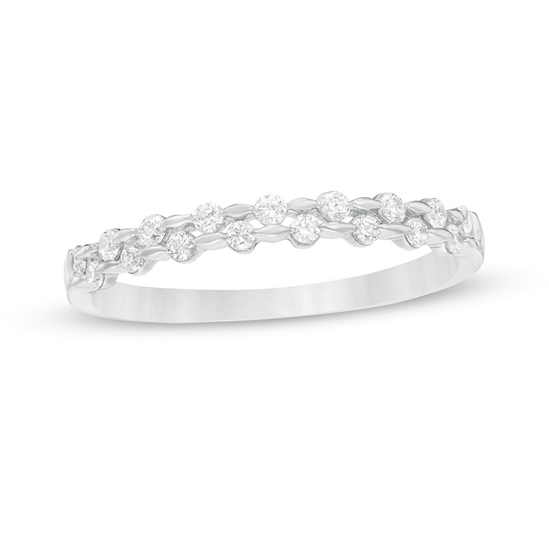 Previously Owned - 0.25 CT. T.W. Diamond Double Row Band in 10K White Gold