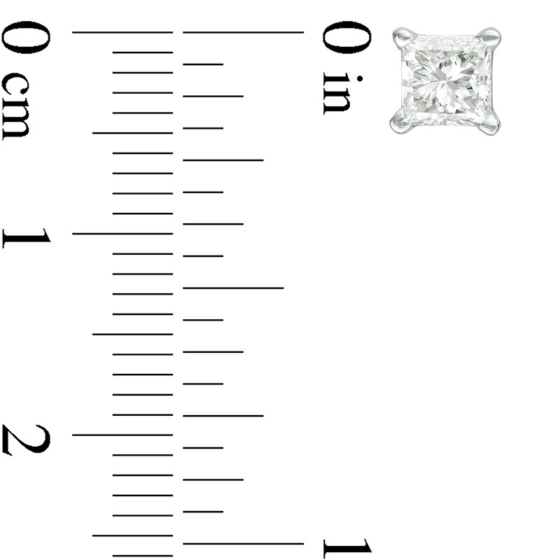 Main Image 2 of Previously Owned - 0.30 CT. T.W. Princess-Cut Diamond Solitaire Stud Earrings in 14K White Gold