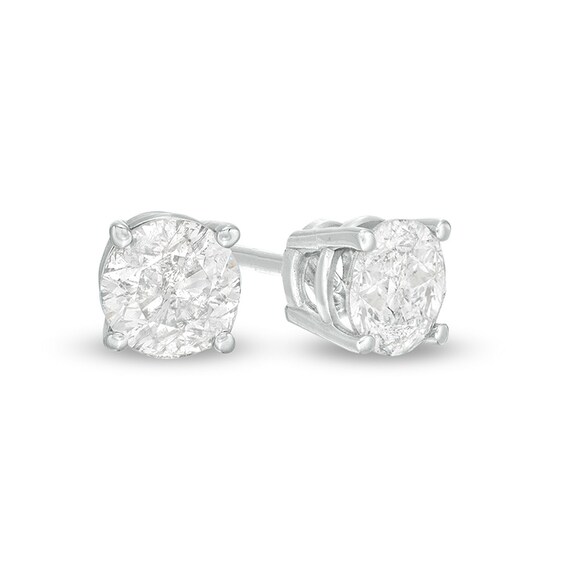 Previously Owned - 0.58 CT. T.W. Diamond Solitaire Stud Earrings in 10K White Gold (I/I3)