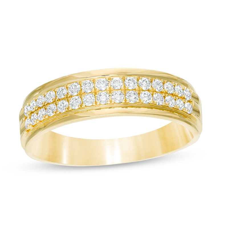 Previously Owned - 0.50 CT. T.W. Diamond Double Row Wedding Band in 10K Gold