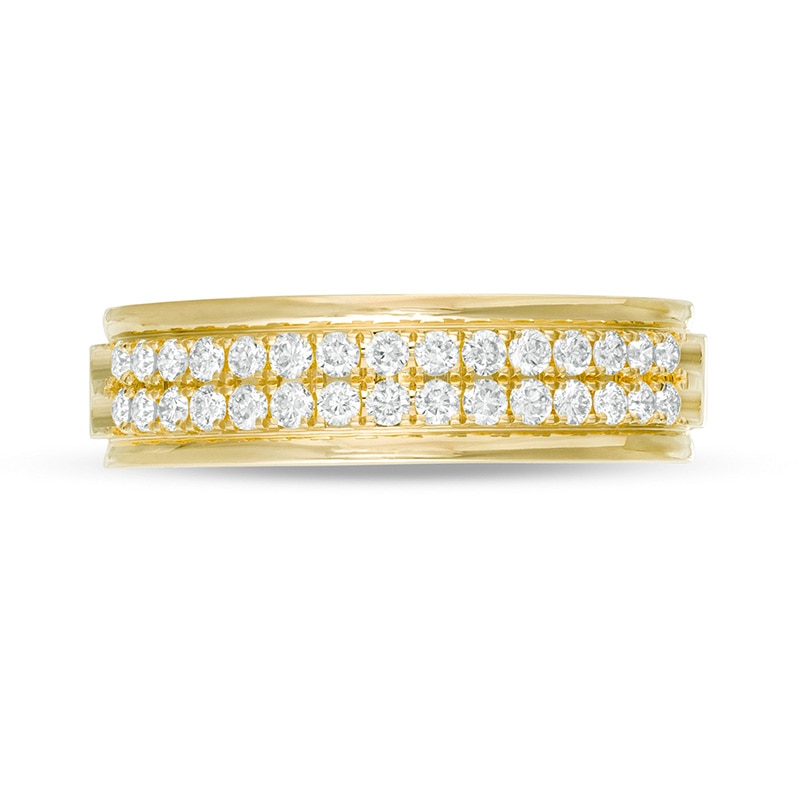 Previously Owned - Men's 0.50 CT. T.W. Diamond Double Row Wedding Band in 10K Gold