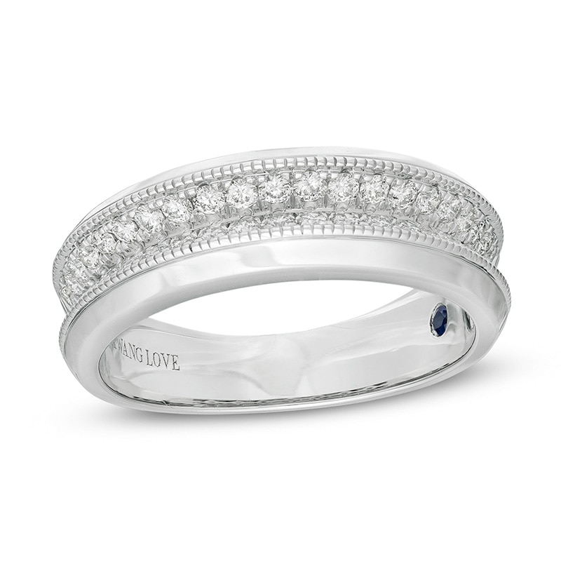 Previously Owned - Vera Wang Men's 0.58 CT. T.W. Diamond Two Row Wedding Band in 14K White Gold