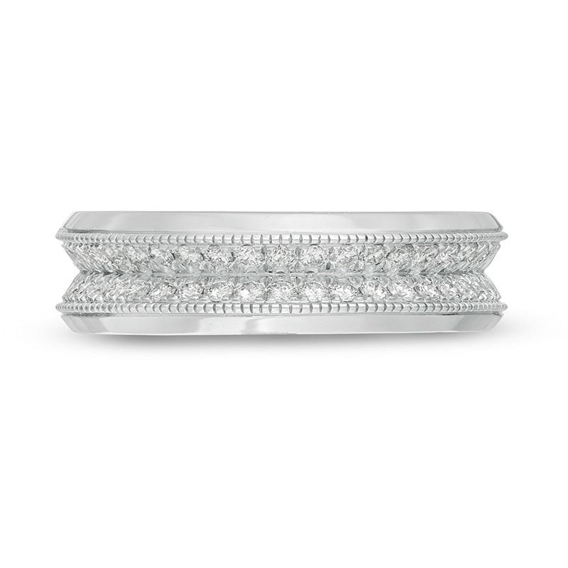Previously Owned - Vera Wang Men's 0.58 CT. T.W. Diamond Two Row Wedding Band in 14K White Gold