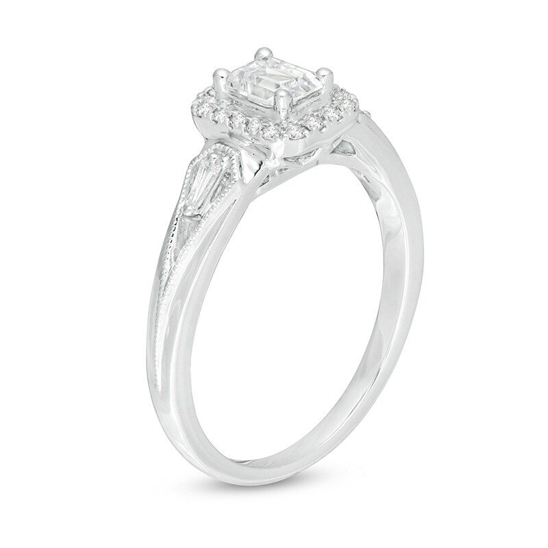 Main Image 3 of Previously Owned - Emmy London 0.50 CT. T.W. Emerald-Cut Diamond Vintage-Style Engagement Ring in 18K White Gold (F/VS2)