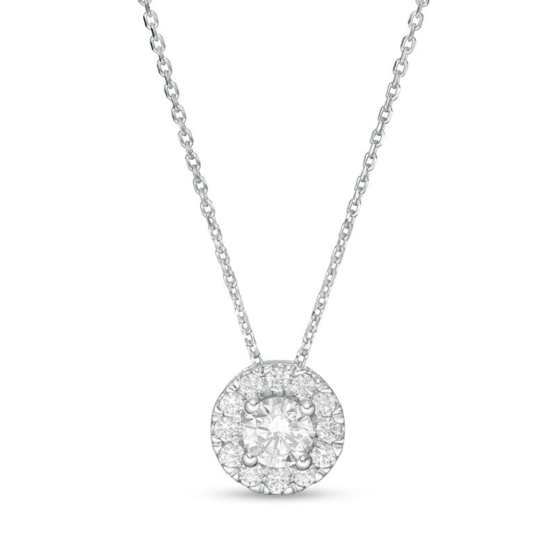 Main Image 1 of Previously Owned - Trouvaille Collection 0.50 CT. T.W. DeBeers®-Graded Diamond Frame Pendant in 14K White Gold (F/I1)