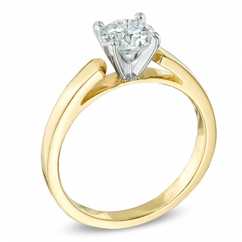 Previously Owned - 0.50 CT. Diamond Solitaire Crown Royal Engagement Ring in 14K Gold (J/I2)