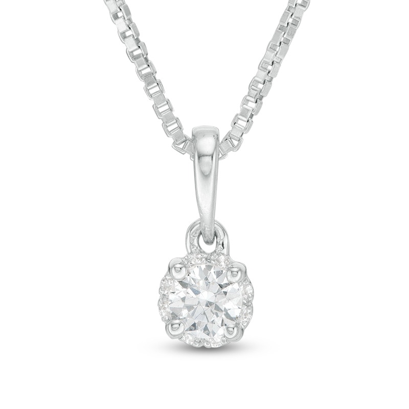 Main Image 1 of Previously Owned - 0.13 CT. T.W.  Diamond Frame Pendant in 14K White Gold (I/I2)