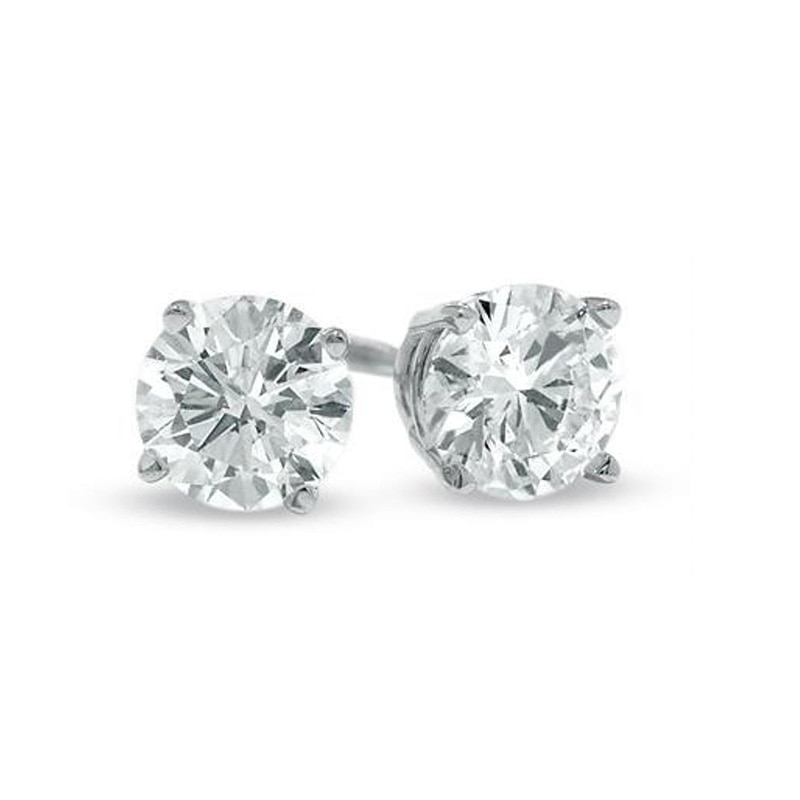 Previously Owned - 1.00 CT. T.W. Diamond Solitaire Stud Earrings in 14K White Gold (I/I1)