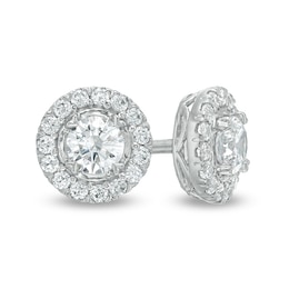 Previously Owned - 0.75 CT. T.W. Diamond Frame Stud Earrings in 10K White Gold (I/I3)