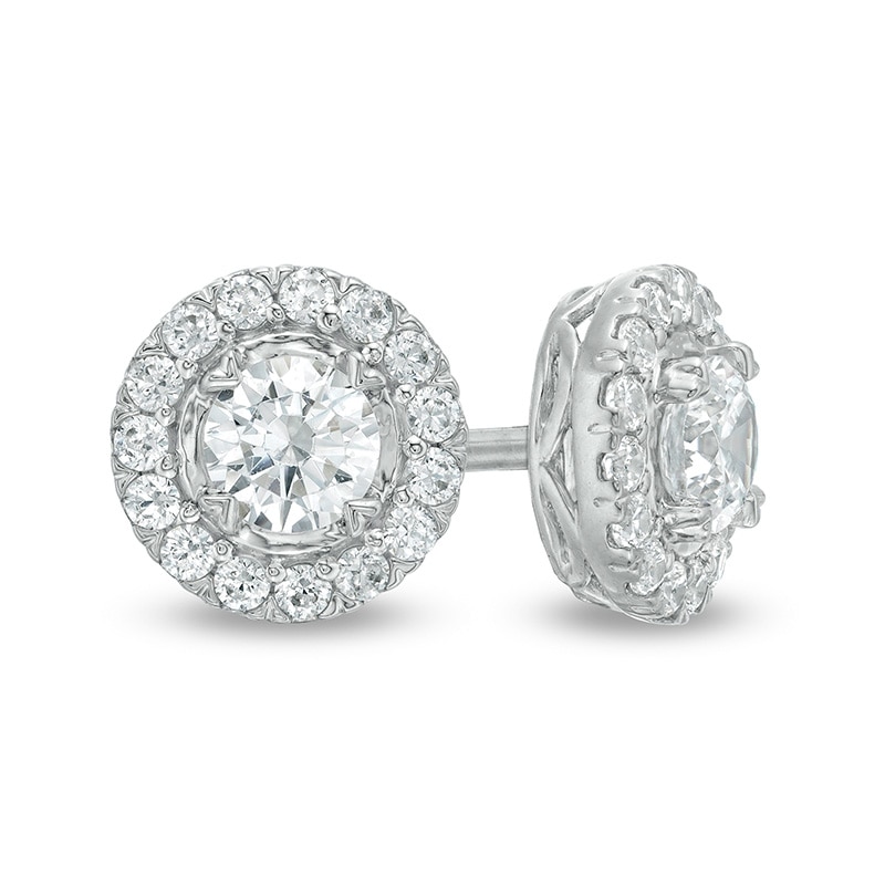 Main Image 1 of Previously Owned - 0.75 CT. T.W. Diamond Frame Stud Earrings in 10K White Gold (I/I3)