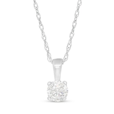 Previously Owned - 0.18 CT. Diamond Solitaire Pendant in 14K White Gold (I/I2)