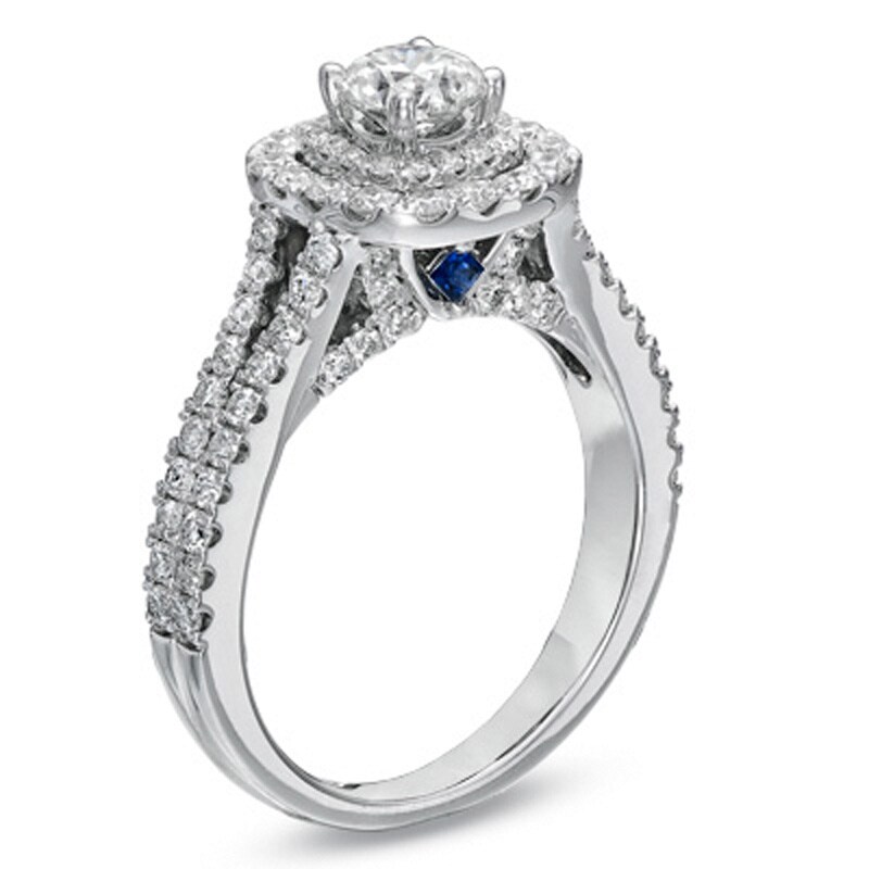 Main Image 3 of Previously Owned - Vera Wang Love Collection 1.45 CT. T.W. Diamond Frame Split Shank Engagement Ring in 14K White Gold