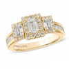 Previously Owned - Vera Wang Love Collection 1.45 CT. T.W. Emerald-Cut Diamond Three Stone Ring in 14K Gold