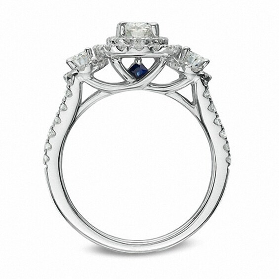 Previously Owned - Vera Wang Love Collection 1.45 CT. T.W. Oval Diamond Three Stone Engagement Ring in 14K White Gold