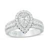 Thumbnail Image 1 of Previously Owned - Vera Wang Love Collection 0.95 CT. T.W. Pear-Shaped Diamond and Sapphire Frame Ring in 14K White Gold