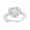 Previously Owned - Vera Wang Love Collection 0.95 CT. T.W. Heart-Shaped Diamond Double Frame Ring in 14K White Gold