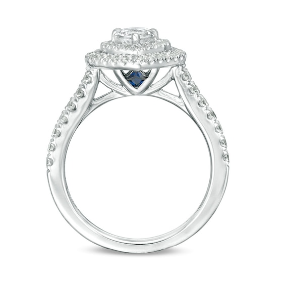Previously Owned - Vera Wang Love Collection 0.95 CT. T.W. Heart-Shaped Diamond Double Frame Ring in 14K White Gold