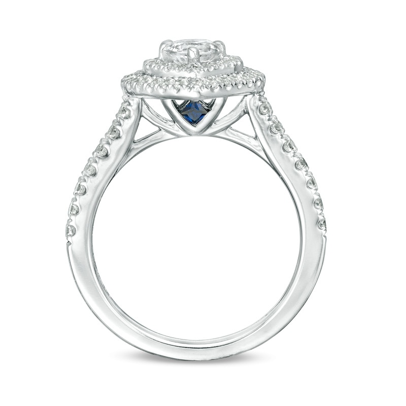 Previously Owned - Vera Wang Love Collection 0.95 CT. T.W. Heart-Shaped Diamond Double Frame Ring in 14K White Gold