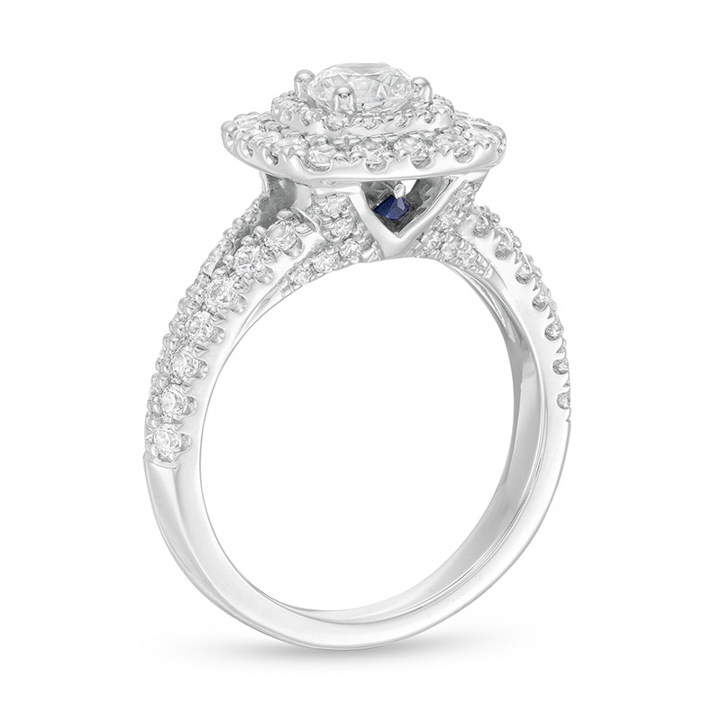 Main Image 3 of Previously Owned - Vera Wang Love Collection 1.45 CT. T.W. Diamond Double Cushion Frame Ring in 14K White Gold