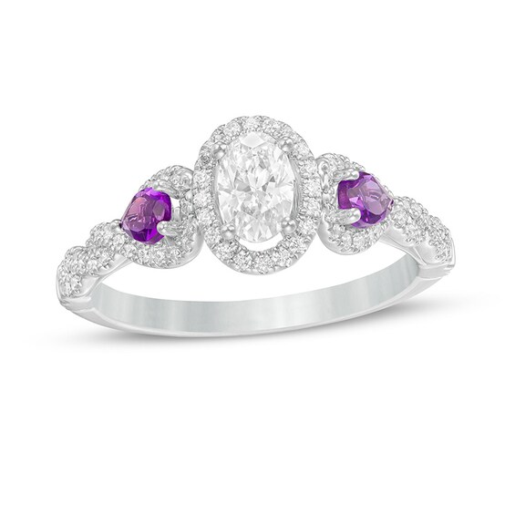 Previously Owned - Enchanted Disney Rapunzel 0.69 CT. T.W. Diamond and Amethyst Engagement Ring in 14K Two-Tone Gold