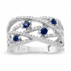 Thumbnail Image 1 of Previously Owned - Blue Sapphire and 0.18 CT. T.W. Diamond Orbit Band in 14K White Gold