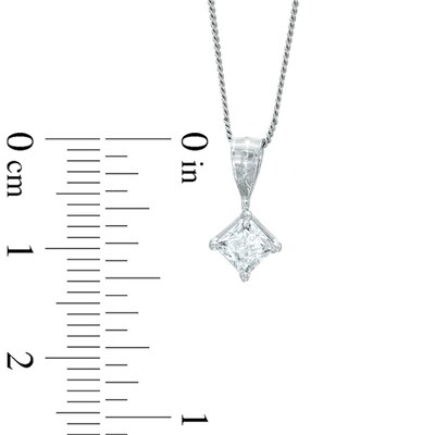 Previously Owned - 0.25 CT. Princess-Cut Diamond Solitaire Crown Royal Pendant in 14K White Gold (J/I3)