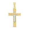 Previously Owned - Greek Key Crucifix Necklace Charm in Hollow 10K Two-Tone Gold