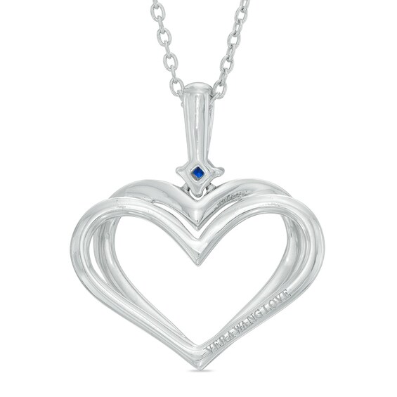 Previously Owned - The Kindred Heart from Vera Wang Love Collection Sapphire and Diamond Pendant in Sterling Silver