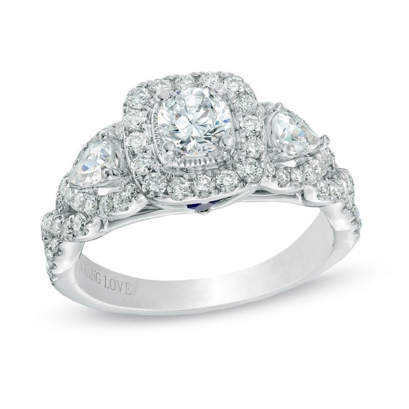 Previously Owned - Vera Wang Love Collection 1.45 CT. T.W. Diamond Three Stone Engagement Ring in 14K White Gold|Peoples Jewellers