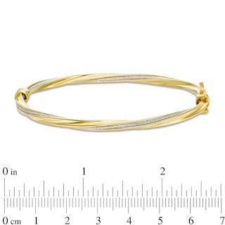 Previously Owned - Italian Gold Glitter Enamel Stripe Twist Bangle in 14K Gold
