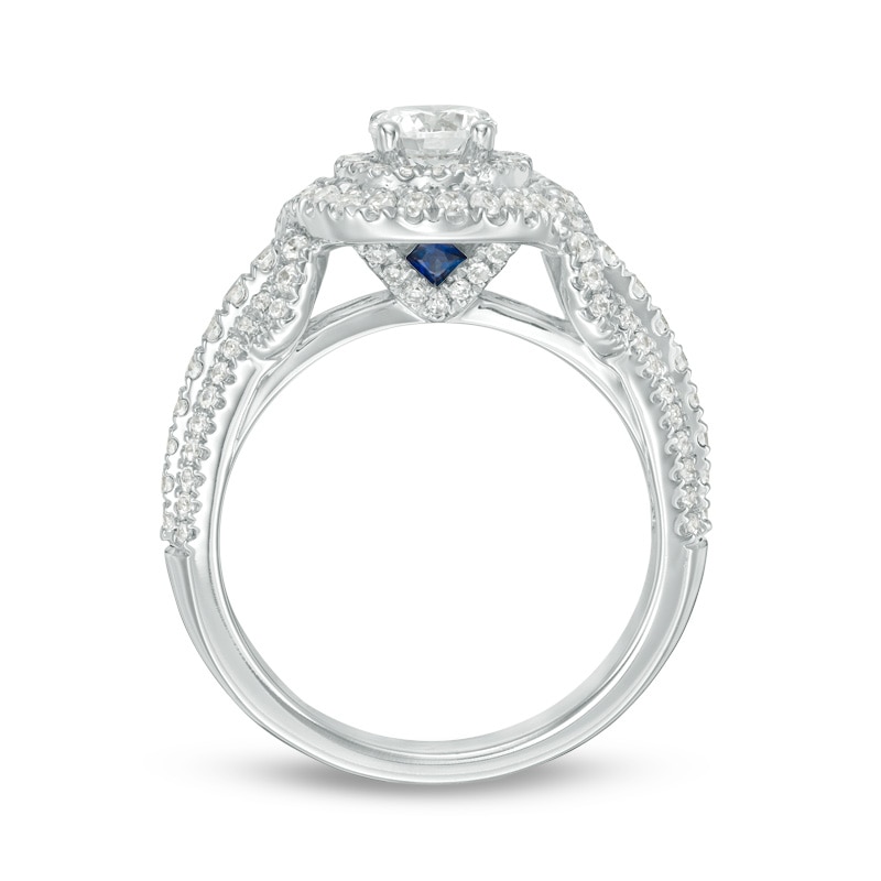 Main Image 3 of Previously Owned - Vera Wang Love Collection 1.23 CT. T.W. Diamond Double Frame Twist Engagement Ring in 14K White Gold