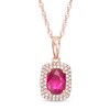 Thumbnail Image 1 of Previously Owned - Oval Ruby and 0.15 CT. T.W. Diamond Cushion-Shaped Double Frame Pendant in 10K Rose Gold