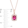Thumbnail Image 3 of Previously Owned - Oval Ruby and 0.15 CT. T.W. Diamond Cushion-Shaped Double Frame Pendant in 10K Rose Gold