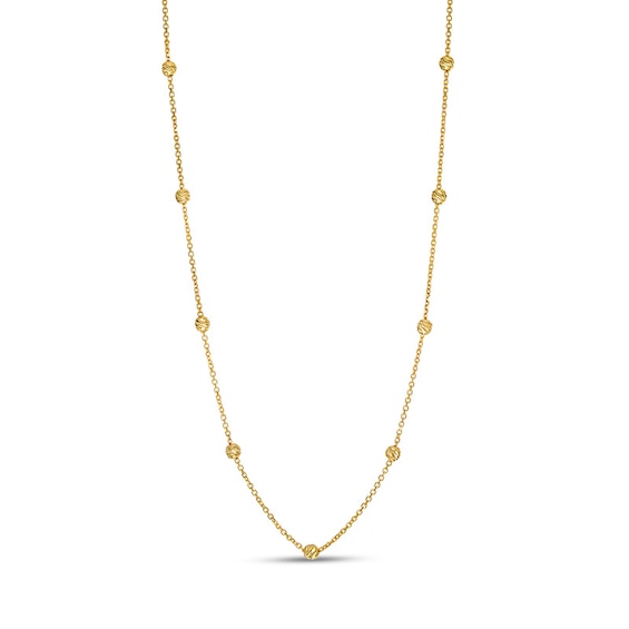 Previously Owned - 3.0mm Diamond-Cut Brilliance Bead Station Choker Necklace in 10K Gold - 17"