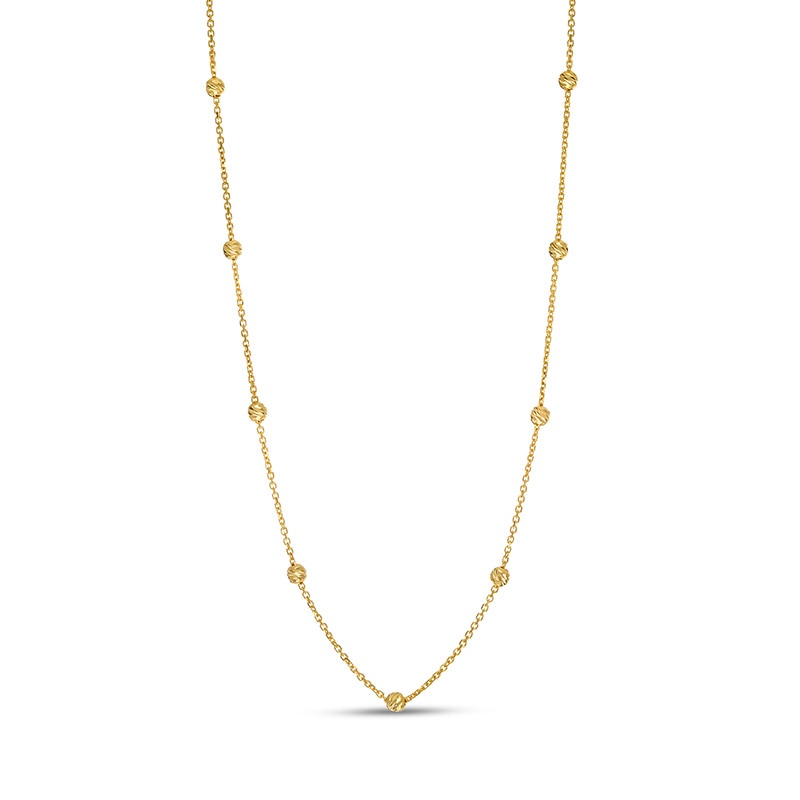 Previously Owned - 3.0mm Diamond-Cut Brilliance Bead Station Choker Necklace in 10K Gold - 17"