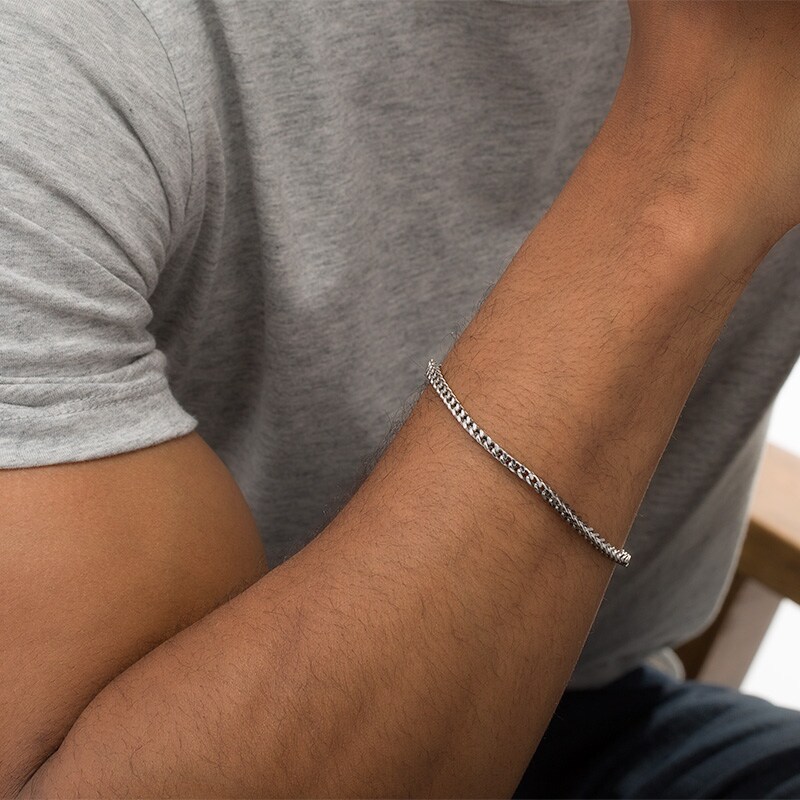 Previously Owned - Men's 3.0mm Franco Chain Bracelet in Stainless Steel - 8.5"|Peoples Jewellers