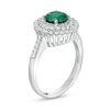 Thumbnail Image 2 of Previously Owned - 6.5mm Lab-Created Emerald and White Lab-Created Sapphire Double Frame Ring in Sterling Silver