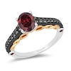 Previously Owned - Enchanted Disney Villains Evil Queen Oval Garnet and Diamond Ring in Sterling Silver and 10K Gold