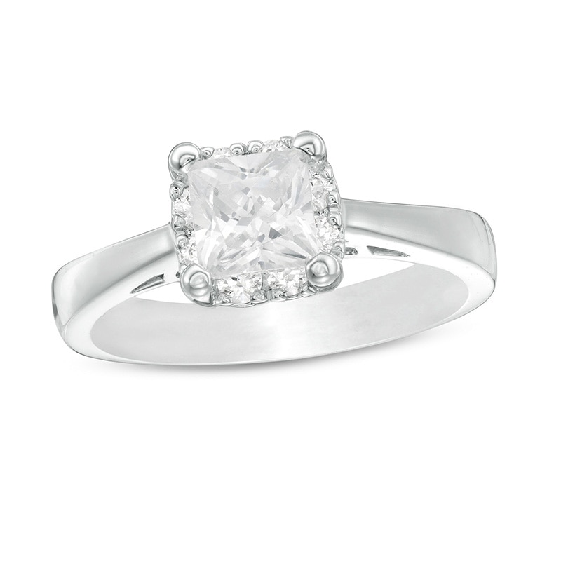 Main Image 1 of Previously Owned - 1.18 CT. T.W. Princess-Cut Diamond Frame Engagement Ring in 14K White Gold (I/I2)