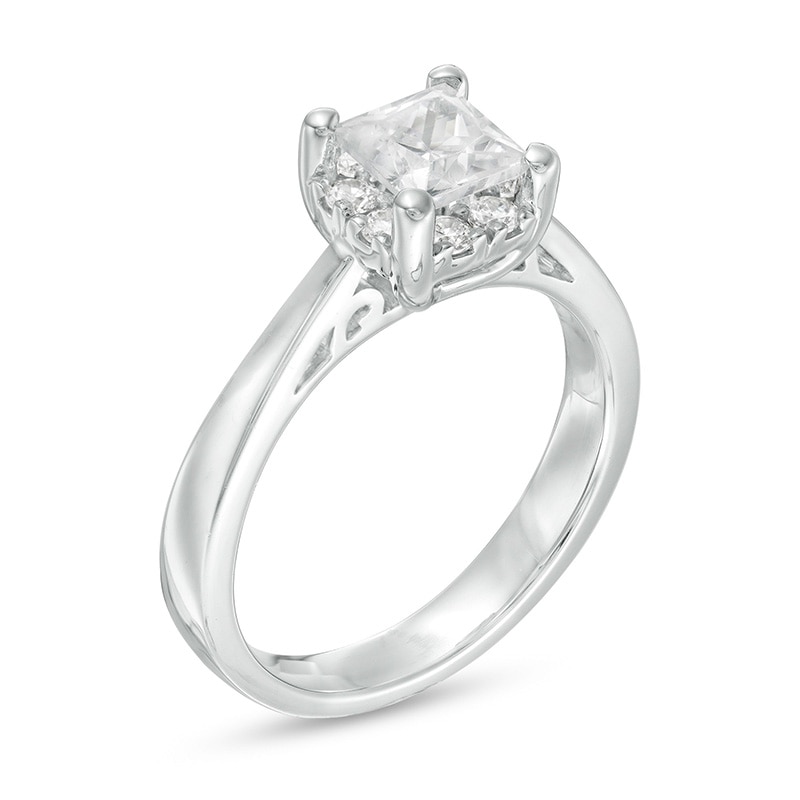 Main Image 3 of Previously Owned - 1.18 CT. T.W. Princess-Cut Diamond Frame Engagement Ring in 14K White Gold (I/I2)