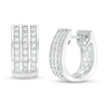 Thumbnail Image 1 of Previously Owned - 1.00 CT. T.W. Diamond Triple Row Huggie Hoop Earrings in Sterling Silver