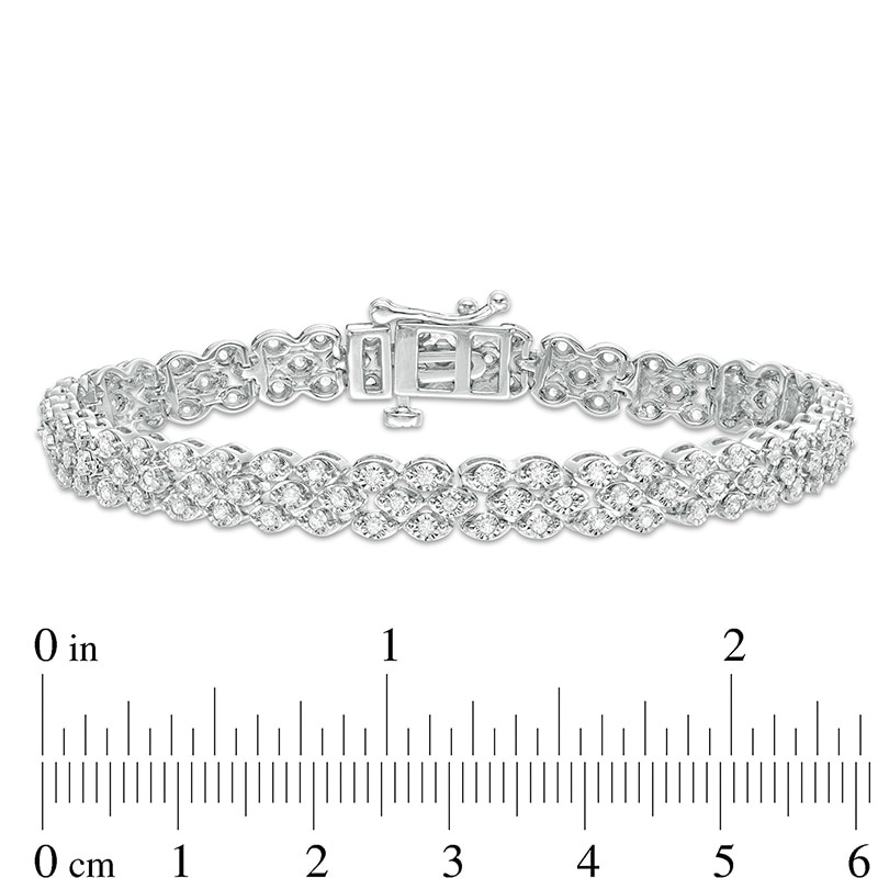 Previously Owned - 1.00 CT. T.W. Diamond Triple-Row Tennis Bracelet in Sterling Silver