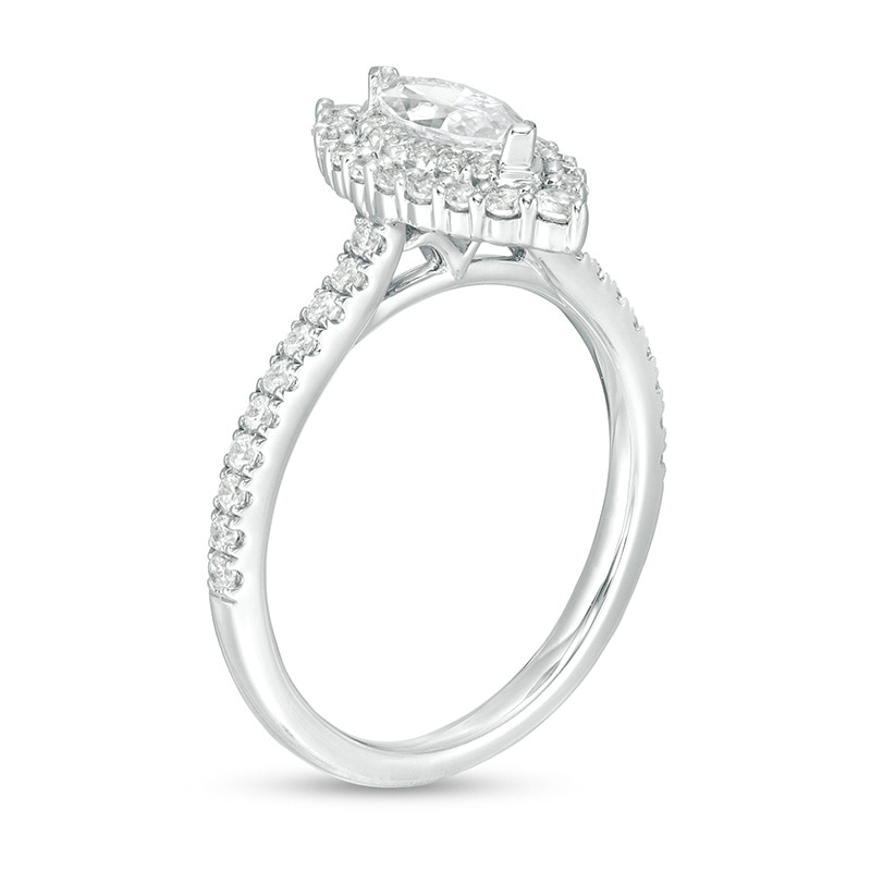 Main Image 3 of Previously Owned - 0.95 CT. T.W. Marquise Diamond Frame Engagement Ring in 14K White Gold