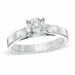 Previously Owned - 0.50 CT. Diamond Solitaire Crown Royal Engagement Ring in 14K White Gold (J/I2)