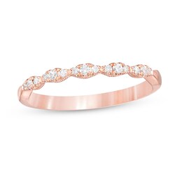 Previously Owned - 0.12 CT. T.W. Diamond Vintage-Style Scallop Edge Anniversary Band in 10K Rose Gold