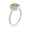Thumbnail Image 3 of Previously Owned - Emerald-Cut Simulated Peridot and White Lab-Created Sapphire Octagonal Frame Ring in Sterling Silver